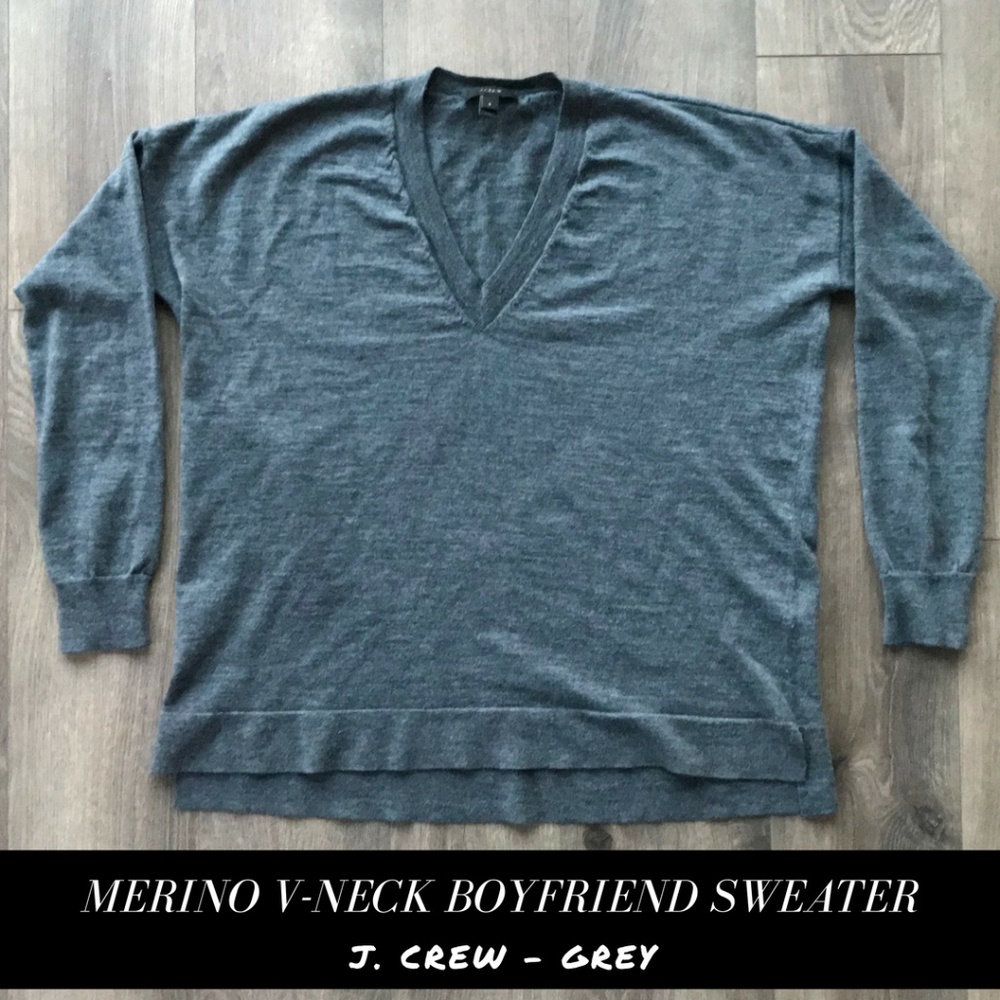 J. Crew  |  Merino V-neck  sweater  |  GREY